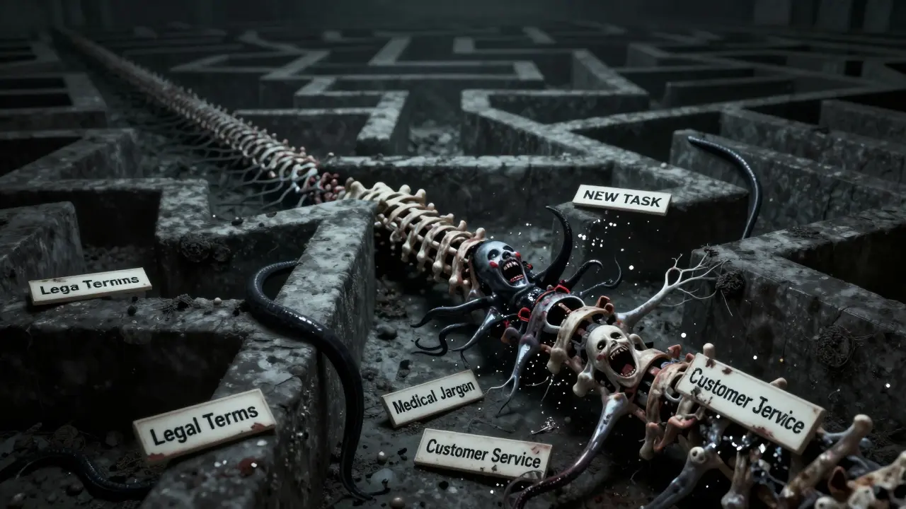 Neural pathways dissolve as a black tentacle overwrites learned tasks.