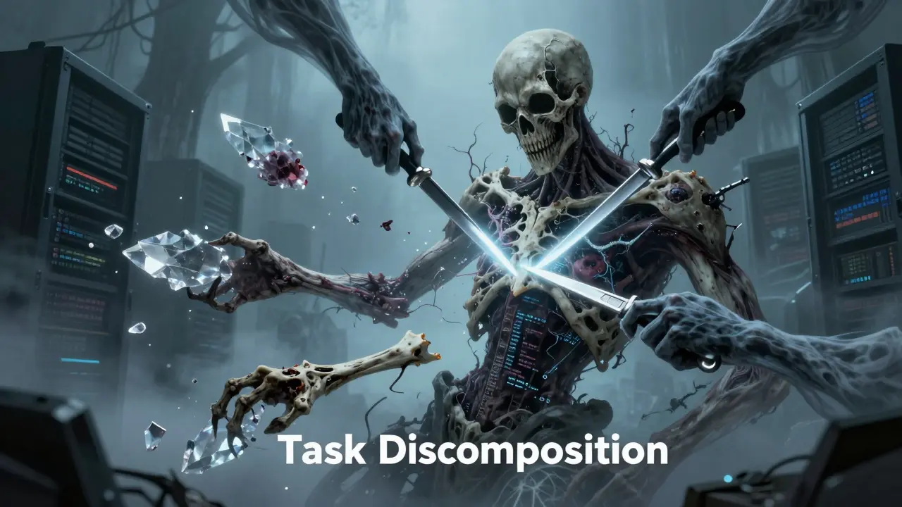 Spectral hands dissecting a code monster into shards