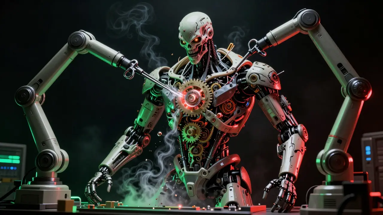 Surgical removal of layers from a mechanical AI beast