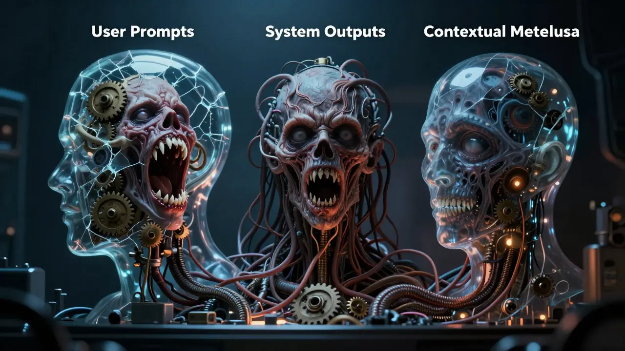 Biomechanical horror illustration showing the internal layers of an AI audit trail.